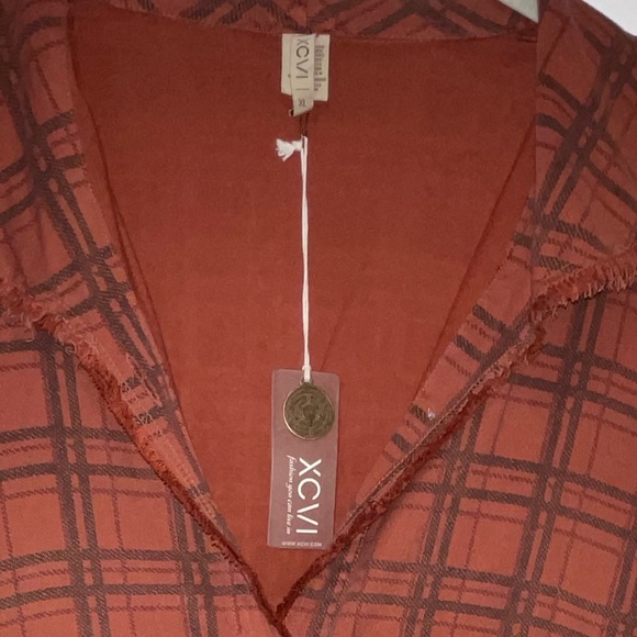 XCVI jacket/sweater in rust plaid. - Picture 7 of 11